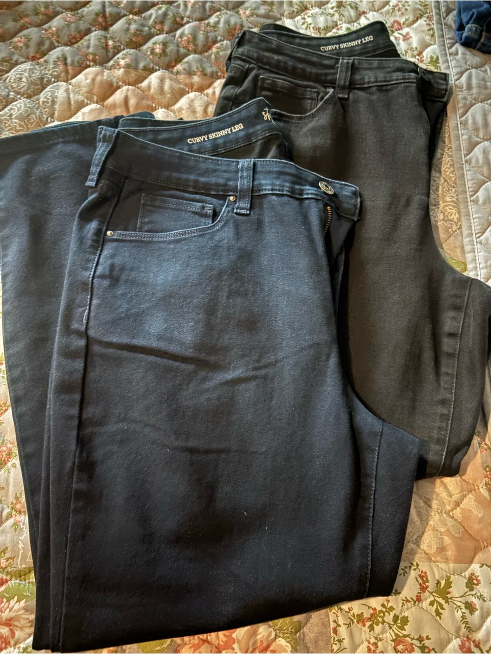 Style & Co. Curvy Skinny Leg Jeans Black + Blue